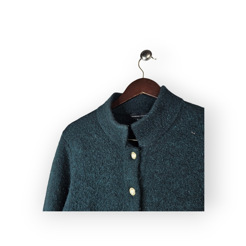Adrienne Vittadini Green Wool Blend Cardigan Womens Large Button Knit Sweater - Picture 3 of 7